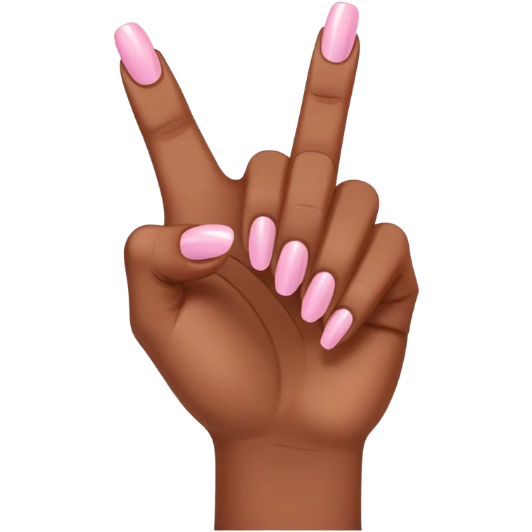 Medium brown skin hand showing thumbs up with light pink painted fingernail polish  emoji