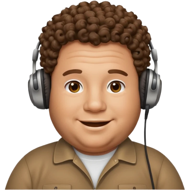 fat man with curly hair and headphones emoji