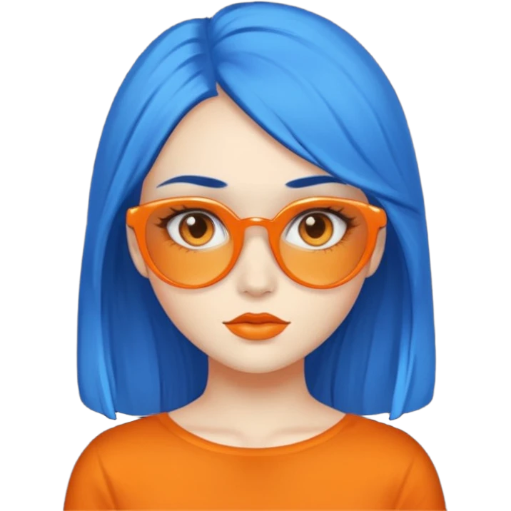 blue skinned orange glassed child girl emoji