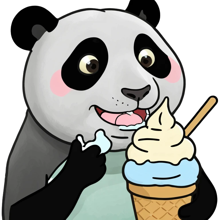 Panda eating ice cream emoji
