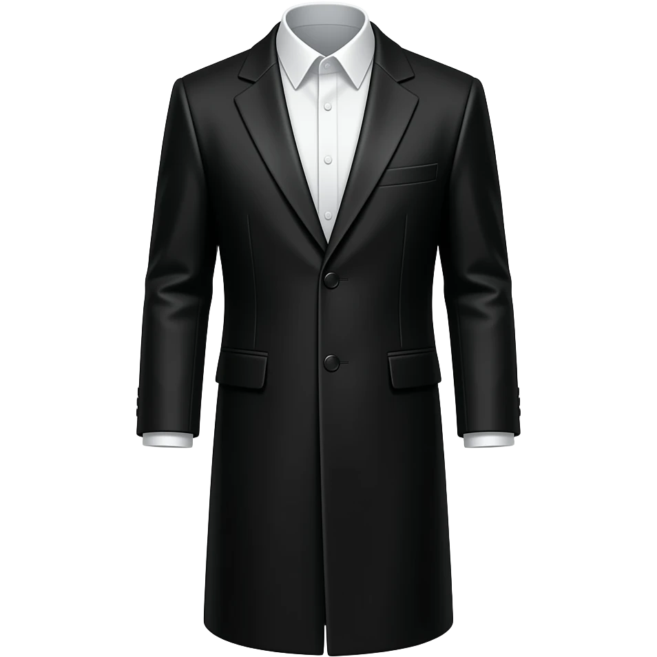 معطف طويل رجالي اسود رسمي بدون كرفته معي قميص ابيض emoji