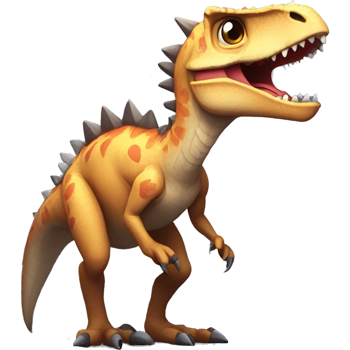 Raptor like dinosaur with Spikes that glow all over its body and It has horns emoji