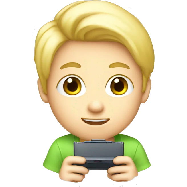 blonde boy playing nintendo ds emoji