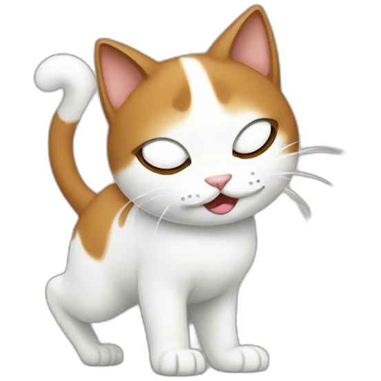 dancing and sad white-brown cat  emoji