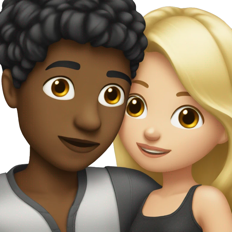 boy black hair kiss a blonde girl  emoji
