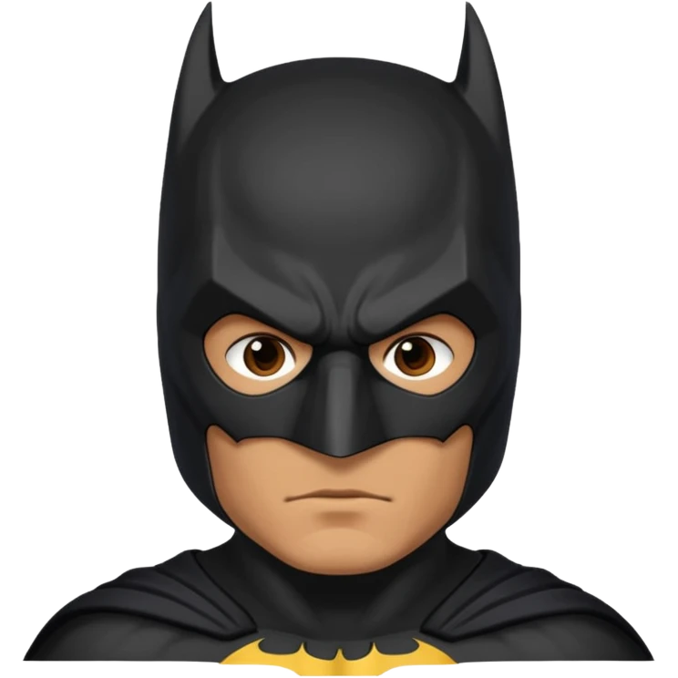 The below right one is perfect but just remove the hair and put batman mask on him  emoji