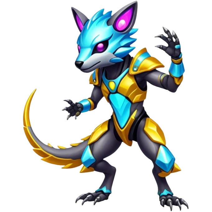 Shiny Epic Edgy Cool Colorful Vibrant Modern Vernid-Protogen-creature-animal, full body emoji