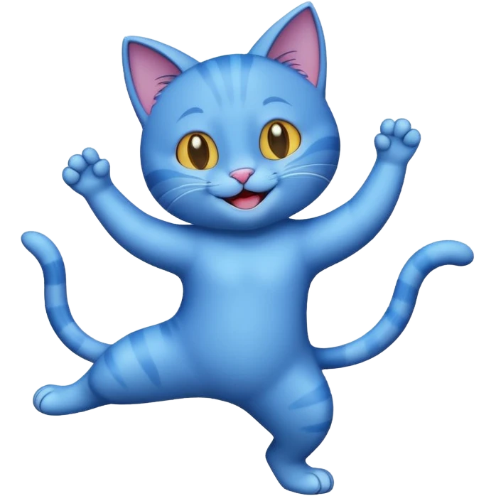 a dancing blue cat emoji