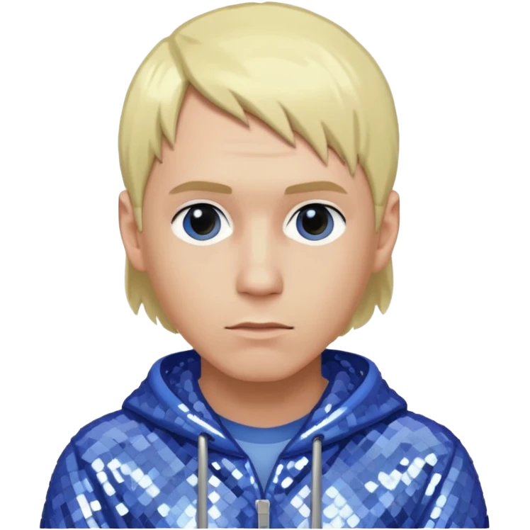 Eminem with blonde hair, periwinkle sequin outfit  emoji