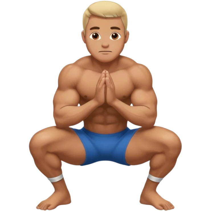 A man squatting with his hands on his knees emoji