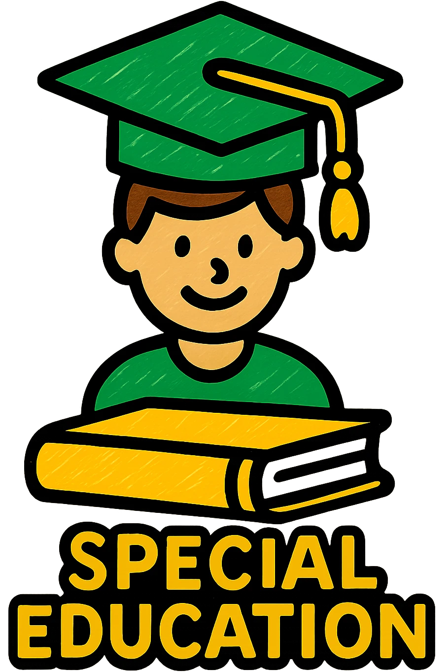 special education icon, professional style, green gold and white color scheme, bold and clear, suitable for digital use emoji