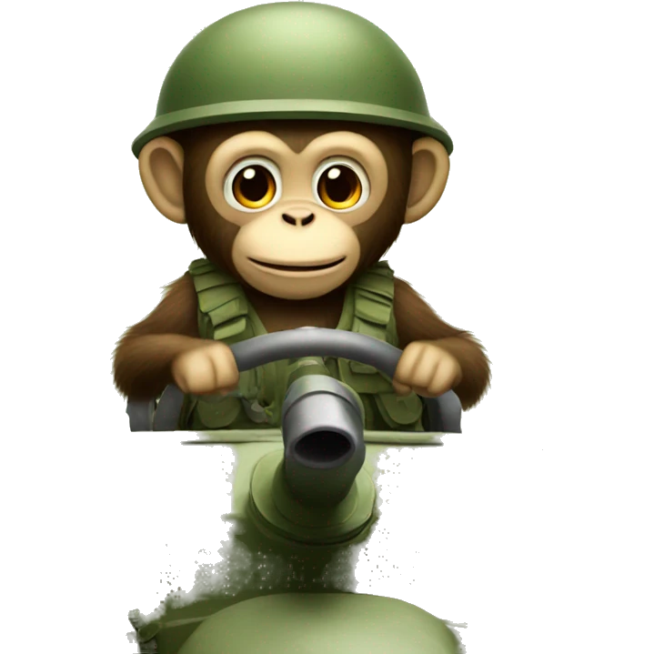 Monkey driving a tank  emoji