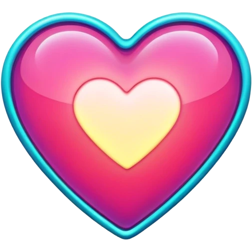 A glowing heart icon with vibrant colors and neon outlines
 emoji