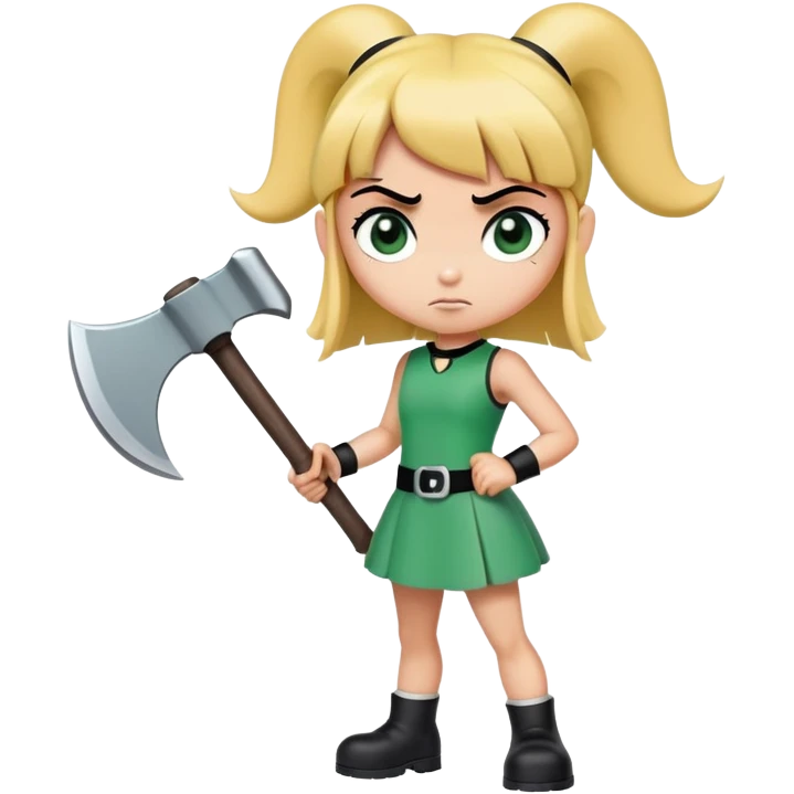 Buttercup from powerpuff girls holding a giant axe  emoji