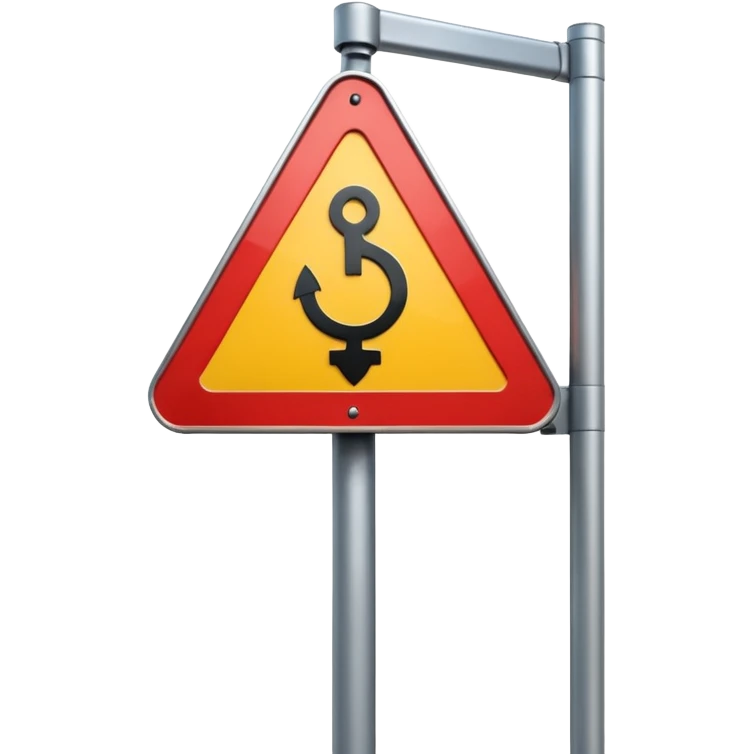 A 3D cartoon street sign showing a towing symbol, on a metal pole, clean background, Memoji-style rendering. emoji