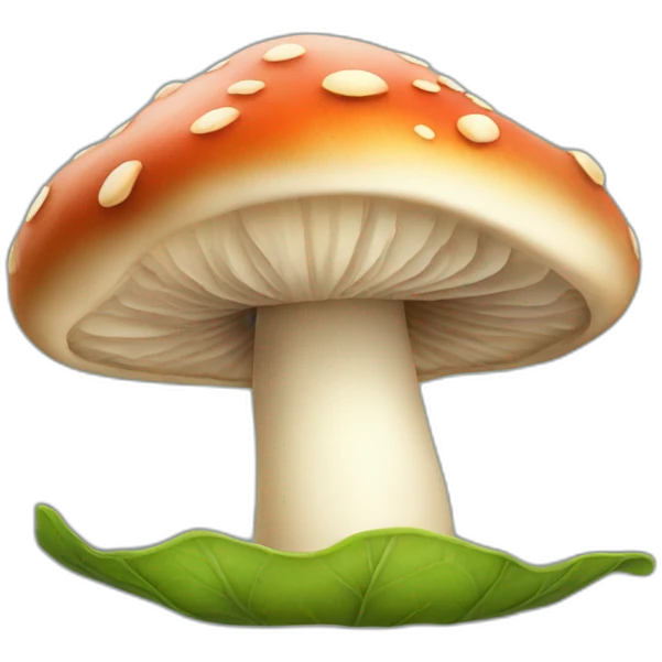 mushroom that smiles with a leaf emoji