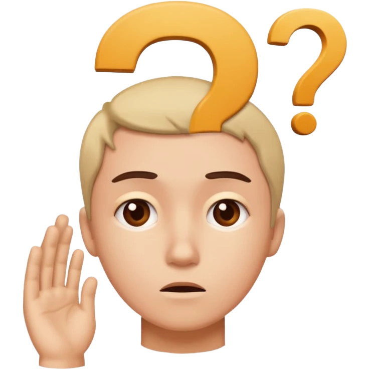 Una persona pensativa, con un signo de interrogación arriba de la cabeza emoji
