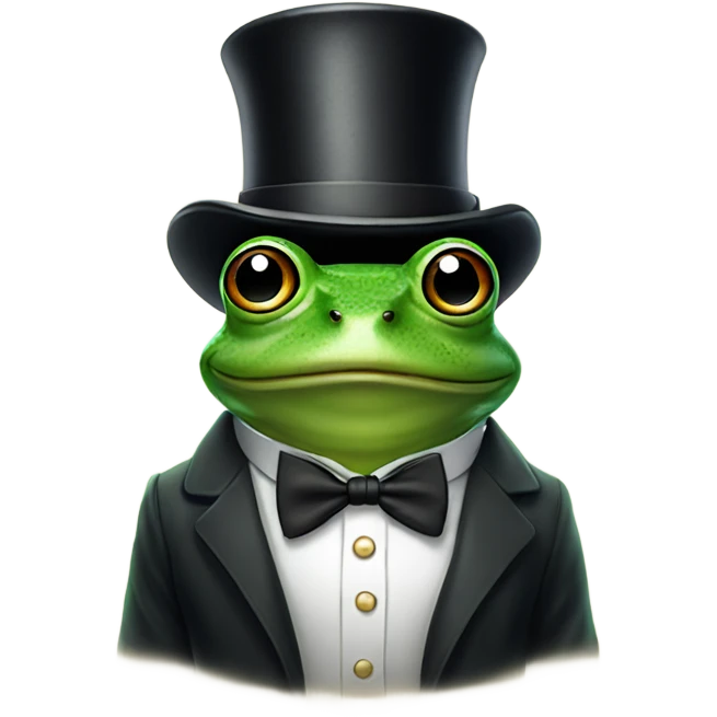 Frog wearing a top hat and a spectical emoji