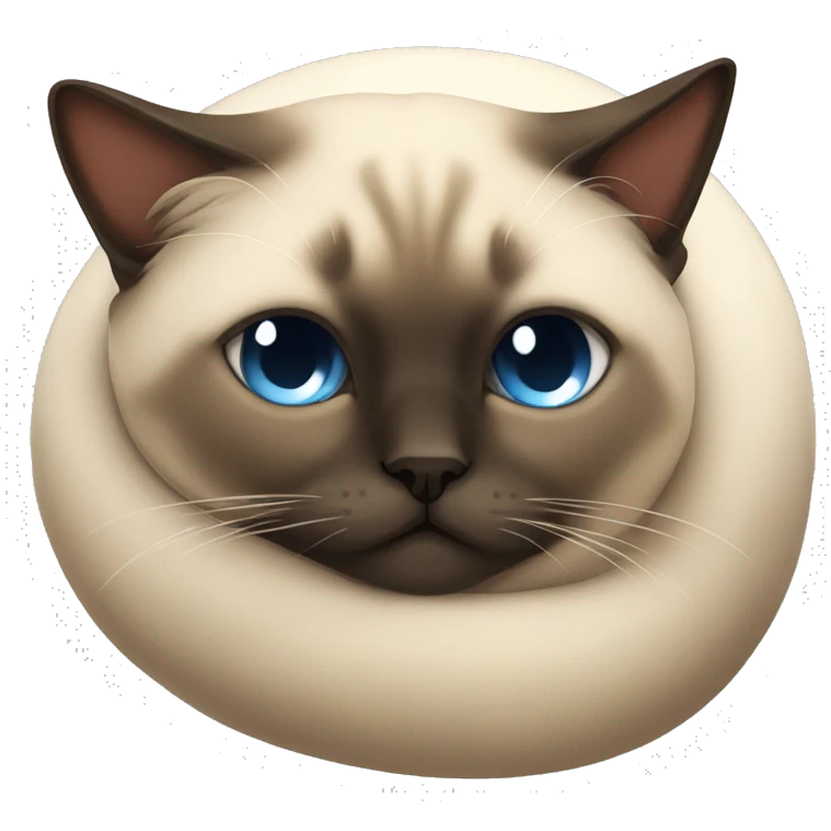 fluffy siamese cat curled up sleeping emoji