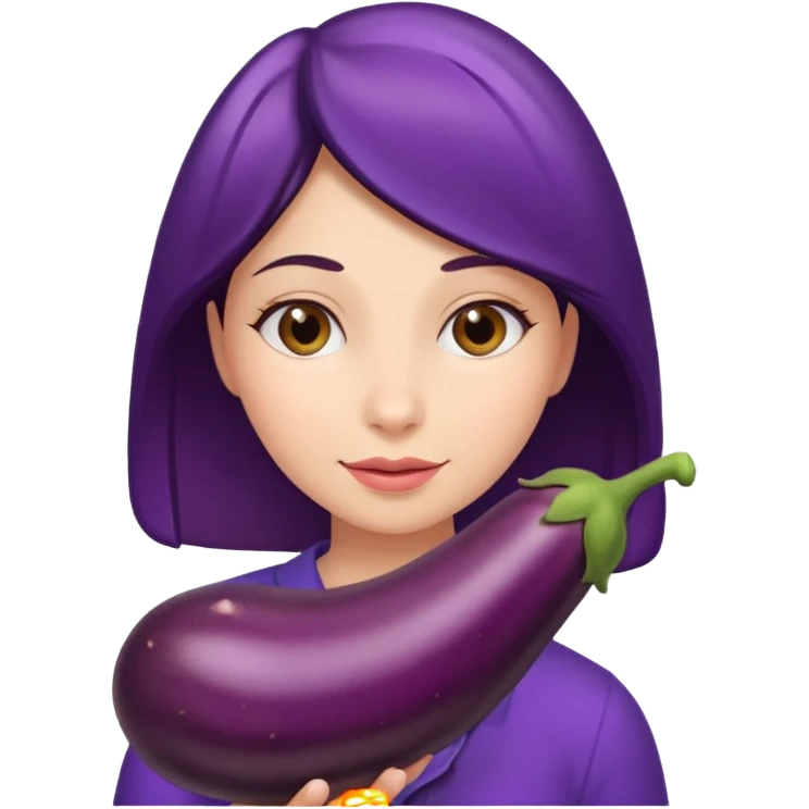 Naked woman with hand around eggplant  emoji