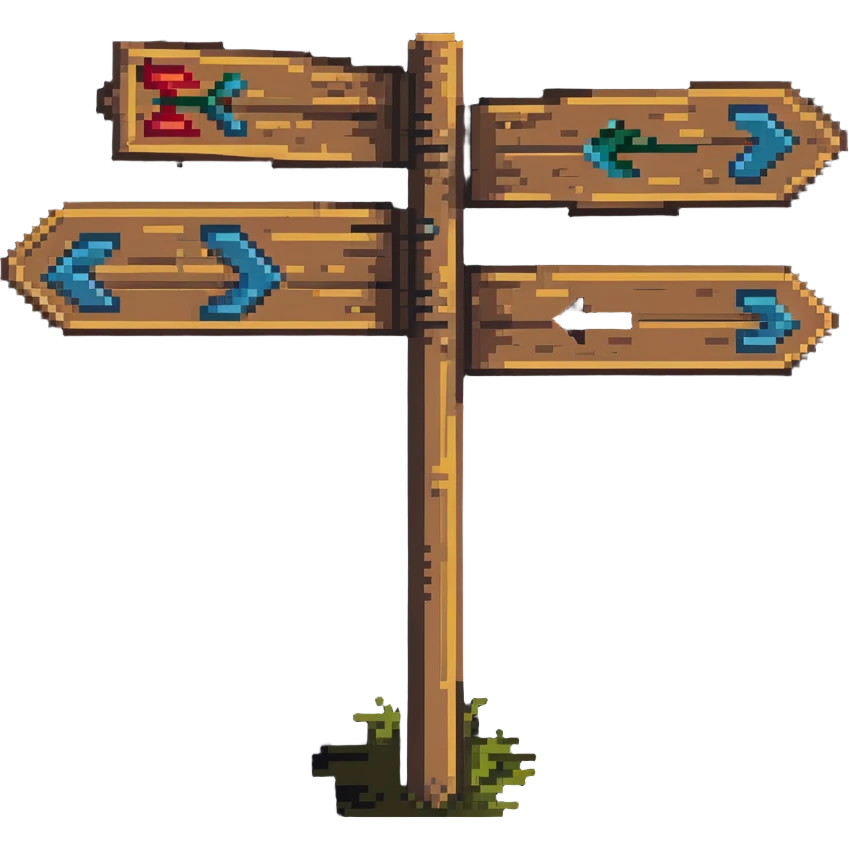 old wooden signpost with multiple arrows at a crossroads emoji