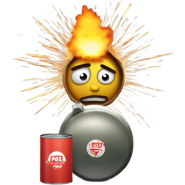explosive gaze with a can explosion in the background  emoji