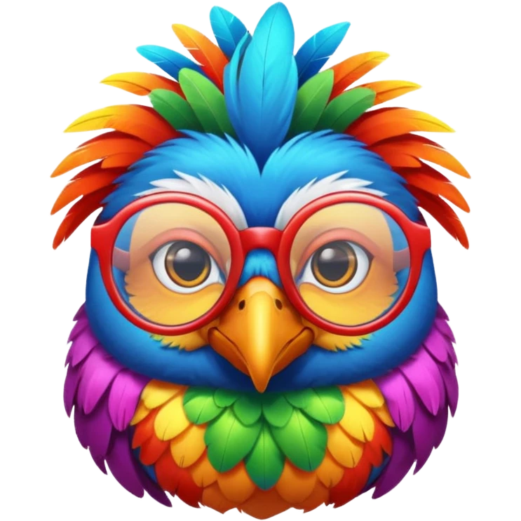 cool colorful bird with glassess emoji
