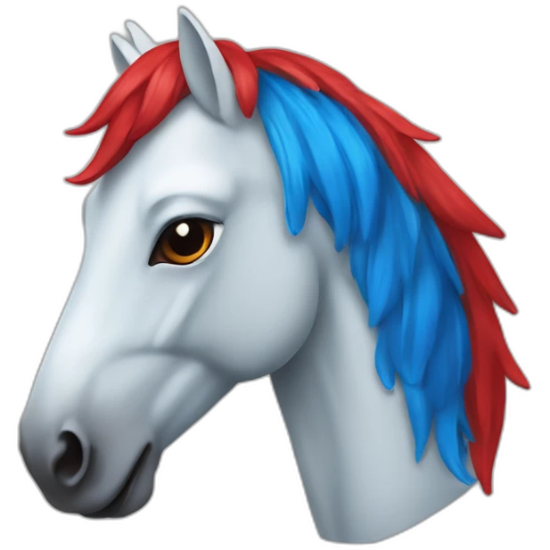 un cheval avec des oreilles rouges et bleu emoji