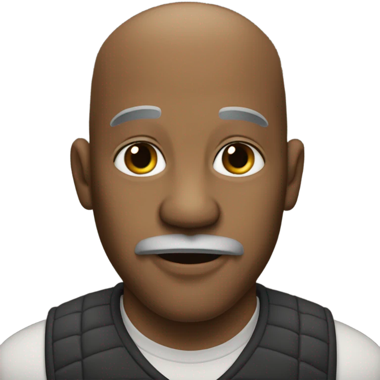 A bald,older heavyset Black man with a salt and pepper colored goatee type beard,  emoji