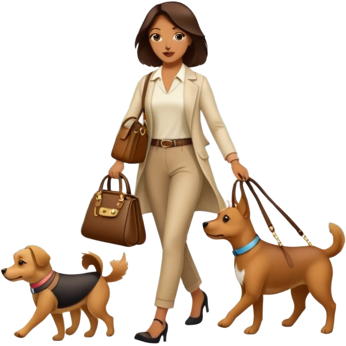 Dog walking with purse emoji