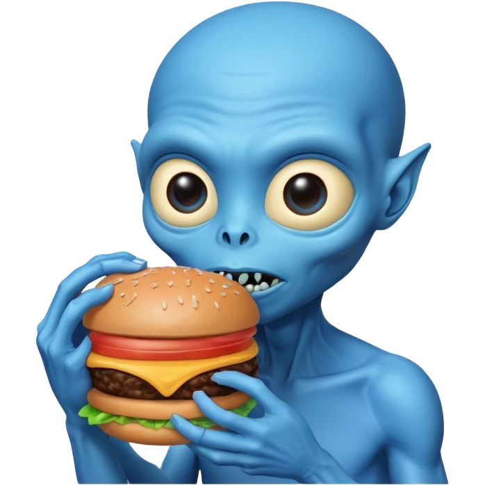 blue alien eating burger emoji