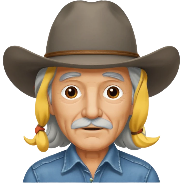 Elderly men with hats long hair  cow boy look emoji