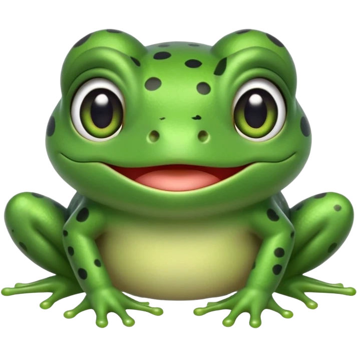 simple kawaii frog, very simple dot eyes, vey big pupils emoji