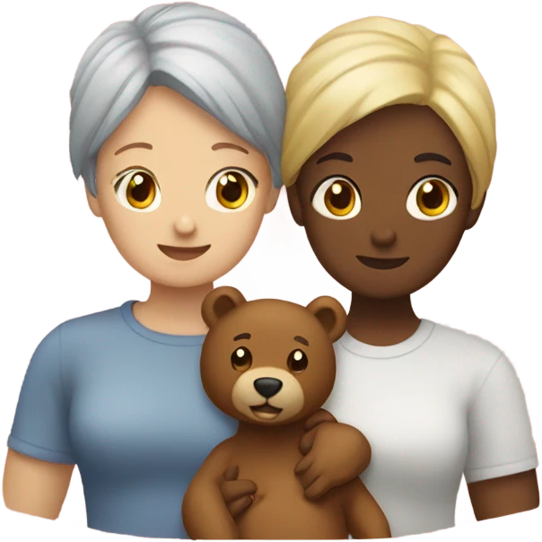 lesbian couple with Dino and bear emoji