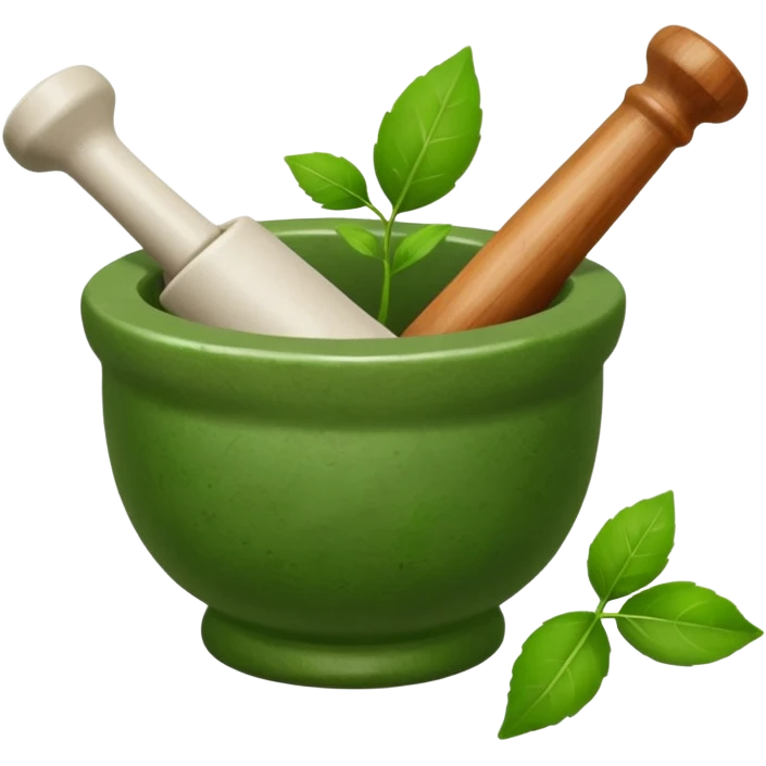 mortar and pestle with leaves emoji