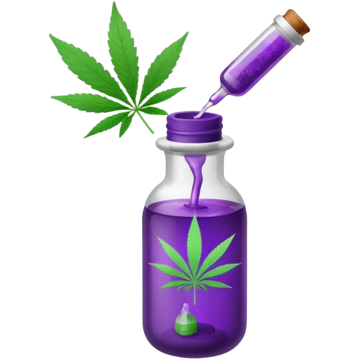 baby bottle with purple liquid and marijuana joint emoji