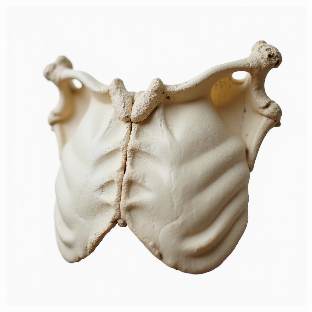 detailed anatomical scapula, isolated on white background, realistic style, with highlighted bone texture emoji