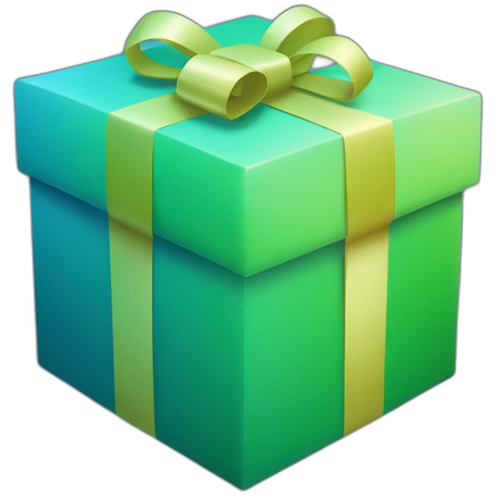3d smooth gift box with rounded corners gradient blue to green emoji
