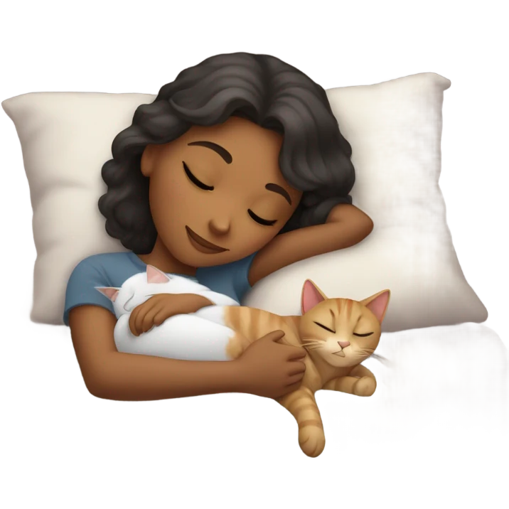 girl sleeping with cat emoji