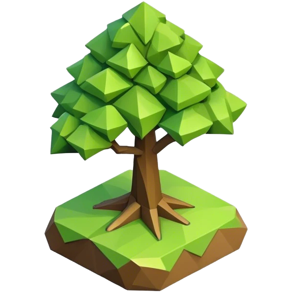 isometric rugged small low poly tree emoji
