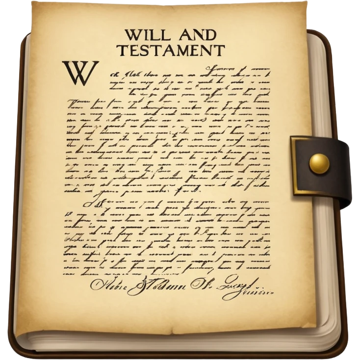 A will and testament paper with a signature emoji