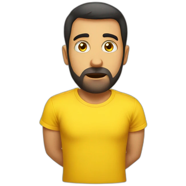 Armenian guy in a yellow t-Shirt is shocked emoji