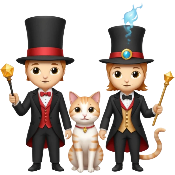 magician couple and their pet cat emoji