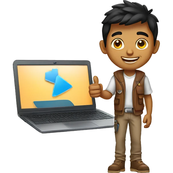 indian college boy holding laptop thumbs up emoji