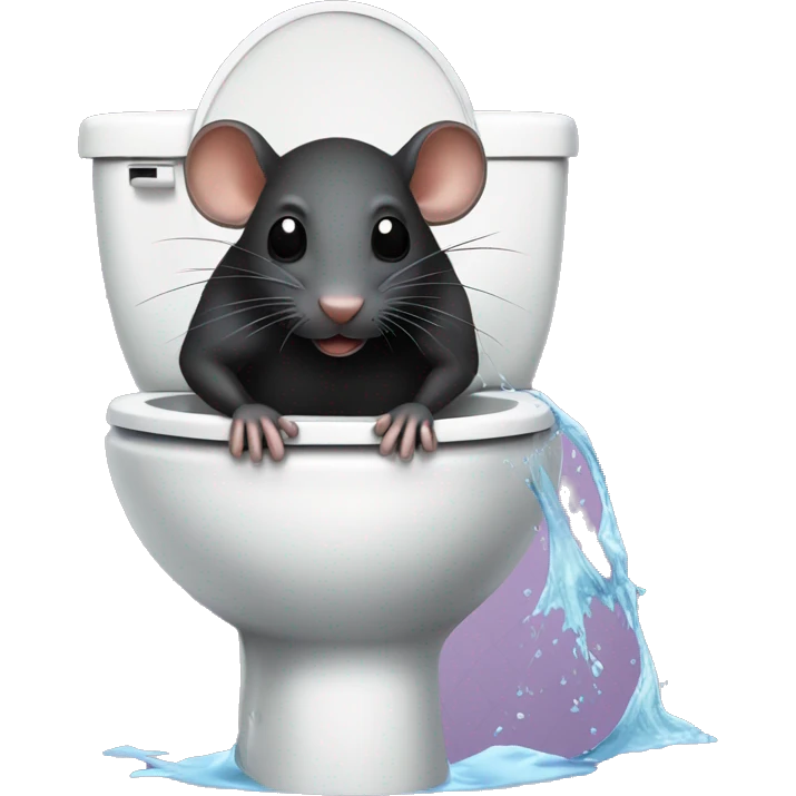 Draw a black rat in a toilet that’s exploding of water emoji