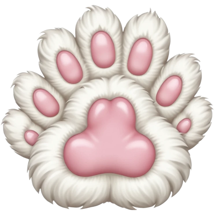 Fluffy white cat paw with six toes emoji