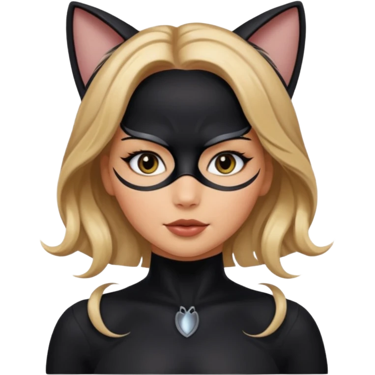 Jennifer Lawrence, in a black cat costume emoji