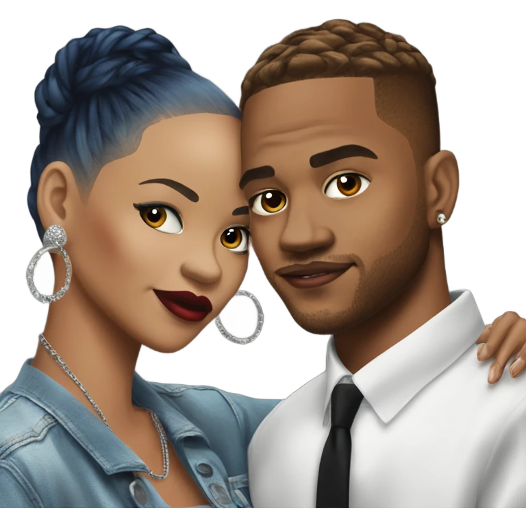 Hyper Realistic C Breezy and Rhianna romantic photo  emoji