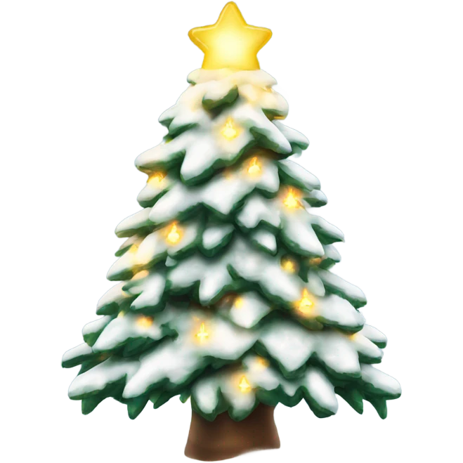 snowy light up Christmas tree emoji