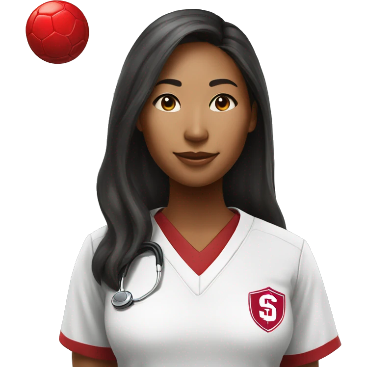stanford physician asian black woman giving viewer a soccer red card emoji